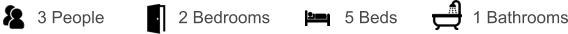 3 People 2 Bedrooms 5 Beds 1 Bathrooms